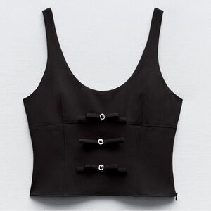 ZARA SATIN EFFECT TOP WITH BOW